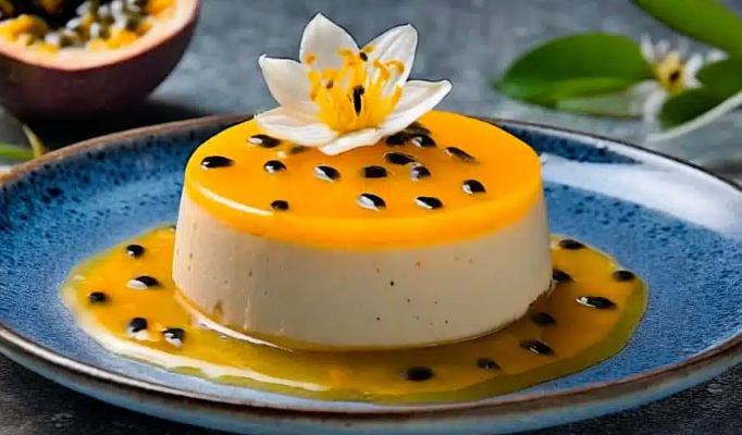 Postre de maracuyá con cuajada paisa